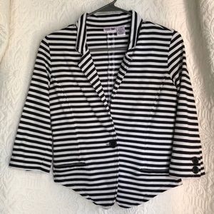 Scooter Brown| Blk/wht horizontal Striped Blazer